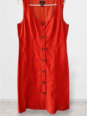 Spense Rust Orange Button-Front Sleeveless Sheath Dress - Size 12